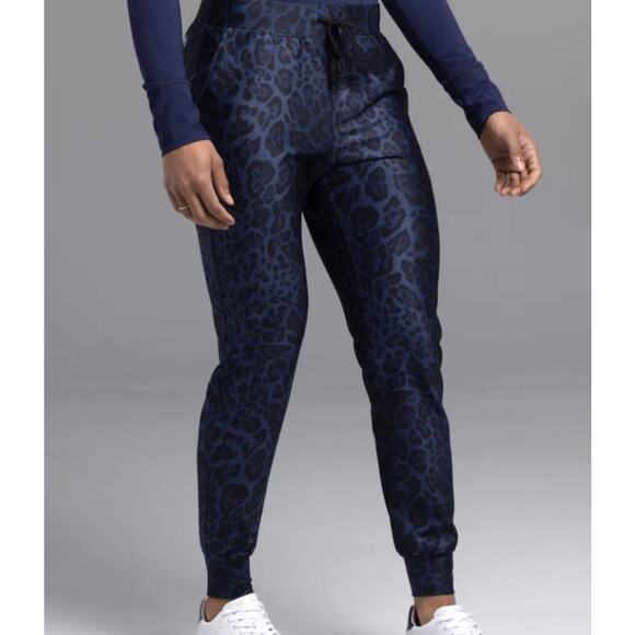 Greyson Damisa Leopard Print Phoenix Jogger Pants Midnight Sky Small Athletic